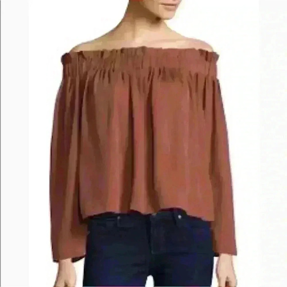 Lucca Couture Off-The Shoulder Flowy Pleated Ruffle Top, L - Picture 1 of 9